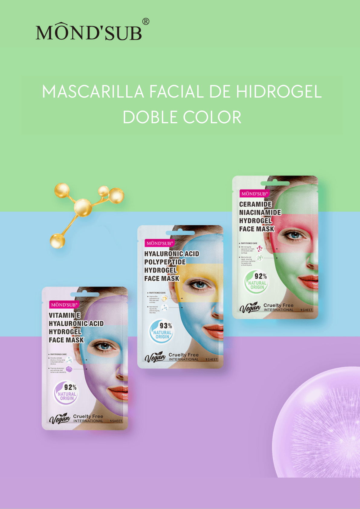 MASCARILLA FACIAL DE HIDROGEL DOBLE COLOR