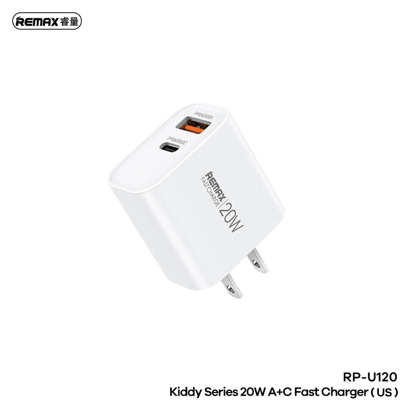 RP-U120 Cargador Rápido USB/Tipo C 20W Compatible con Apple y Android