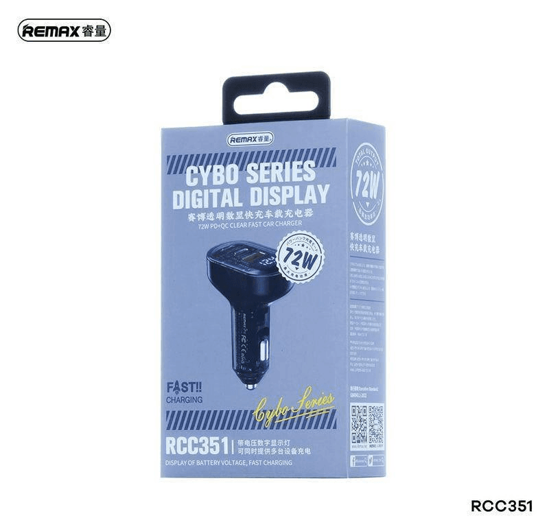RCC-351 Cargador de Carro Rápido con Display Transparente PD QC