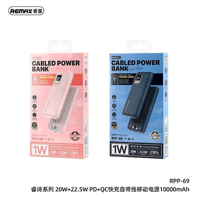 RPP-69 Power Bank Carga Rápida 10000mAh con Pantalla