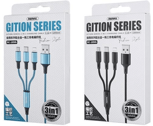 RC-189TH Cable USB Serie Gition 3.1 Amp con Nylon Trenzado y Aleación