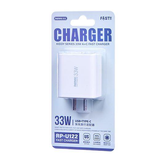 RP-U122 Cargador Rápido Dual de 33W para Dispositivos Apple y Android