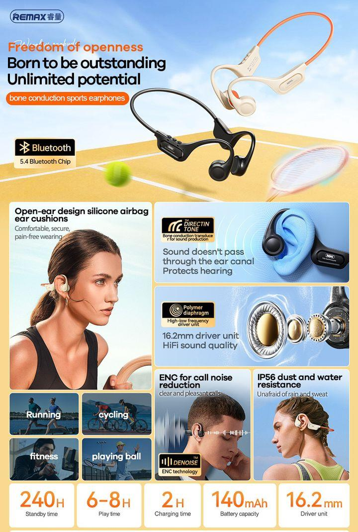 RB-S18 Auriculares de Conducción Ósea para Deportes con Función de Llamada imagen 3