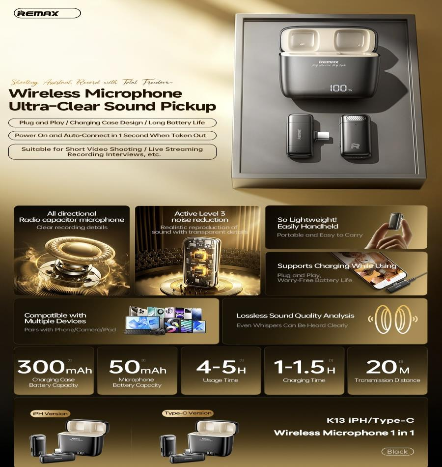 K-13 Micrófono Inalámbrico para Streaming de Alta Calidad imagen 2