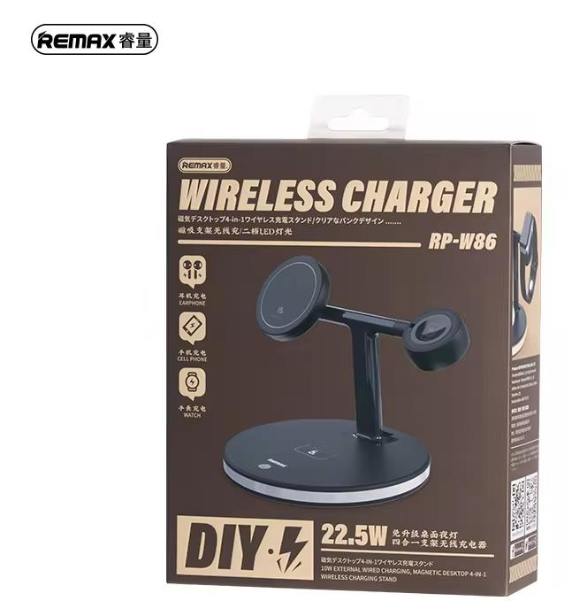 RP-W86 Cargador Inalámbrico 4 en 1 para iPhone, AirPod y Apple Watch