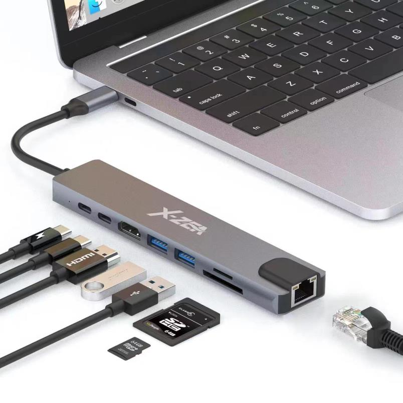 UC-921 Estación de Acoplamiento USB-C Multifuncional 8 en 1 con Salida 4K