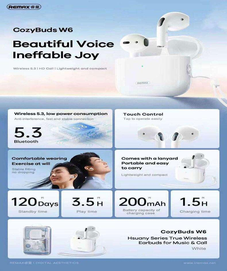 W6 Auriculares Inalámbricos Bluetooth 5.3 con Control Táctil