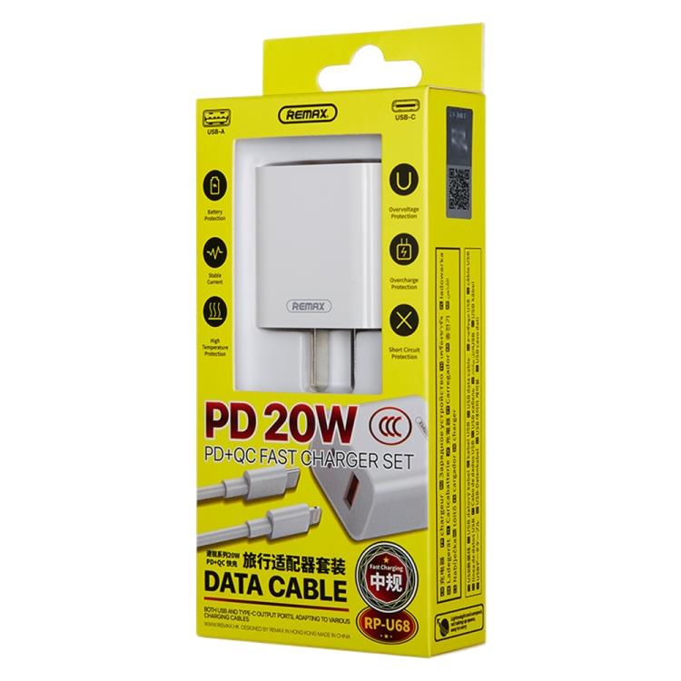 RP-U68 Cargador Rápido USB 20W con PD y QC