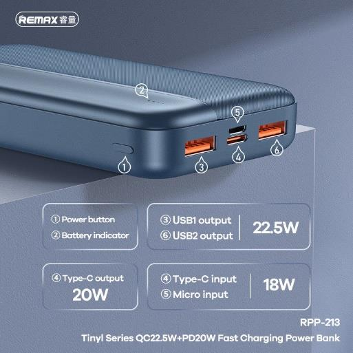 RPP-213 Power Bank de 20000mAh con Carga Rápida QC y PD imagen 3